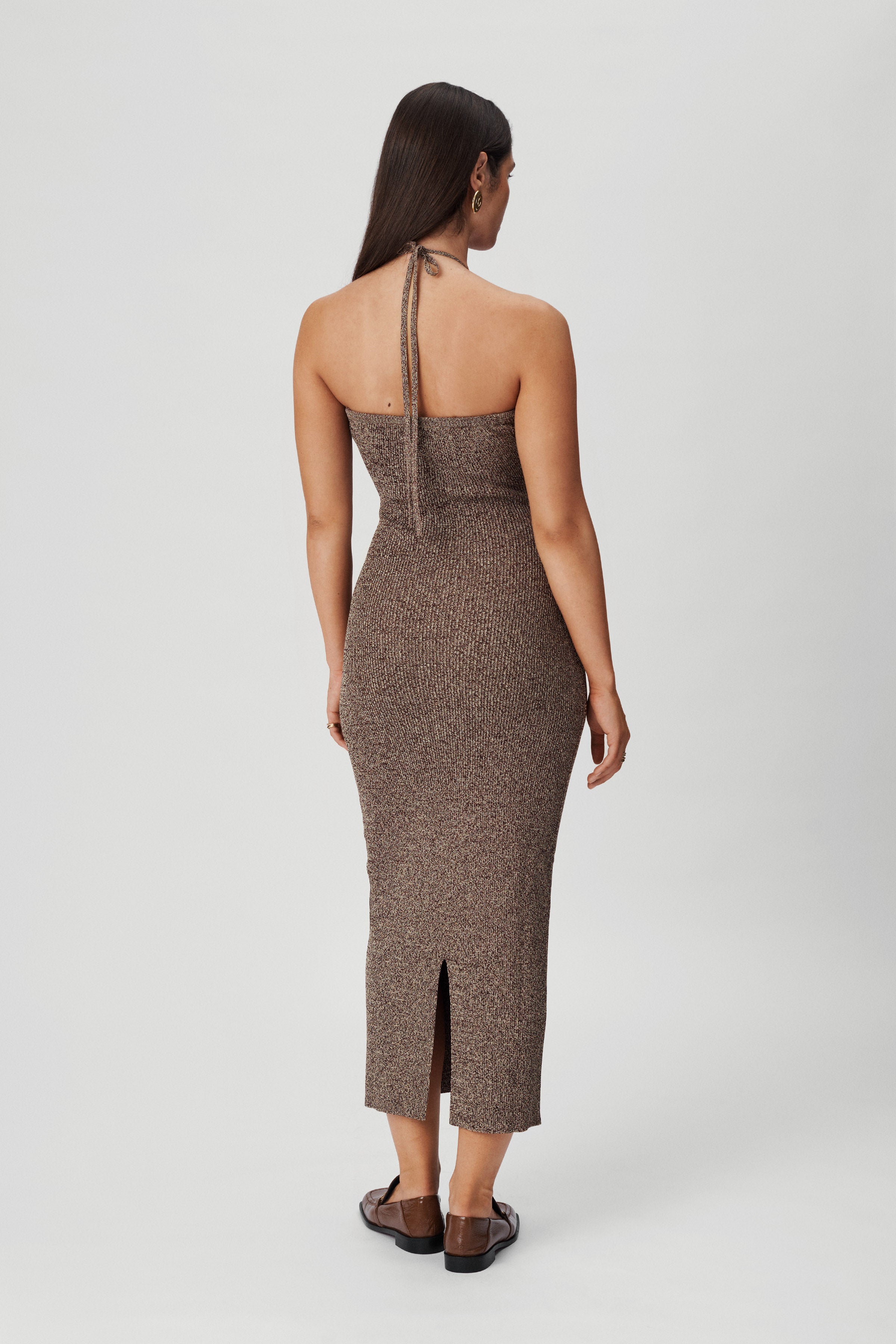 Ribbed dress in brown melange – Shop dress